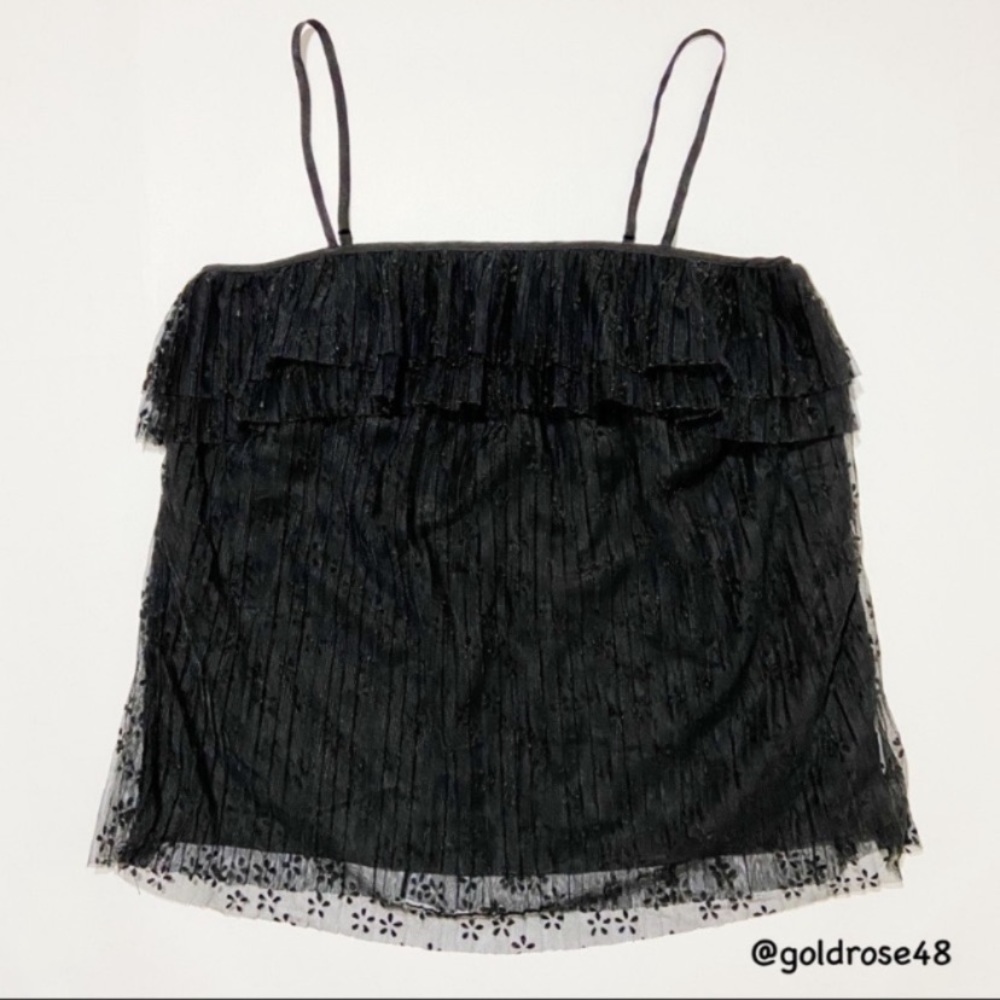 J. Crew black spaghetti strap ruffle top
